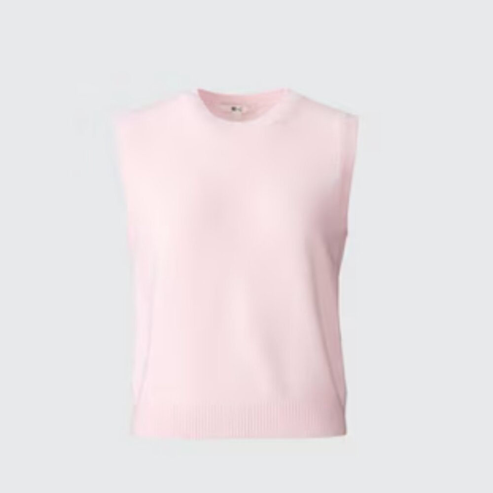 UNIQLO : C 100% Cashmere Crew Neck Short Sweater Pink Small